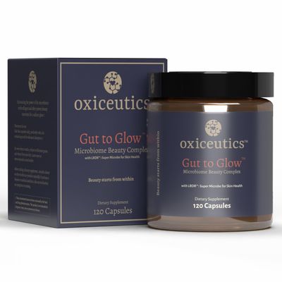 Oxyceutics - Gut to Glow - 120 Capsules - Probiotics for Skin - Supports Skins Youthful Appearance with Marine Collagen, hyaluronic Acid astaxanthin