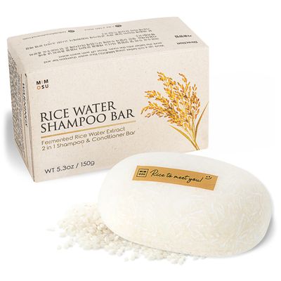 mimosu Hair Growth Shampoo Bar, Fermented Rice Water 2-in-1 Shampoo Conditioner, 5oz, Unscented, pH Balanced, Solid Bar for Oily Hair, Korean Hair Care