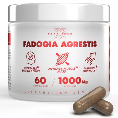 Peak Revival-X Fadogia Agrestis 1000mg Per Serving Supplement - Potent Extract to Increase Energy, Athletic Performance Muscle Mass - Supplements, Made in The USA (60 Capsules)