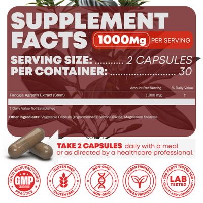 Peak Revival-X Fadogia Agrestis 1000mg Per Serving Supplement - Potent Extract to Increase Energy, Athletic Performance Muscle Mass - Supplements, Made in The USA (60 Capsules)