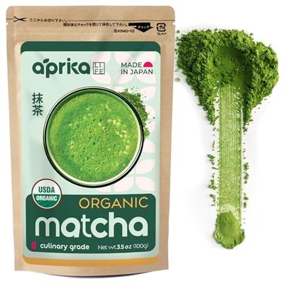 Matcha Powder, Japanese USDA and JAS Organic Matcha Green Tea Powder, Culinary Grade 2nd Harvest, Unsweetened, Perfect for Matcha Latte, Smoothies, Desserts - 3.5 oz100g by AprikaLife