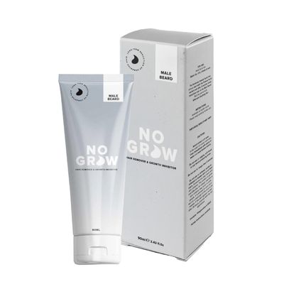 No Grow Beard Hair Remover for Men Growth Inhibitor Gel - 90 ml - Visible Results in 4 Months - Once a Week Facial Hair Removal Gel for Men