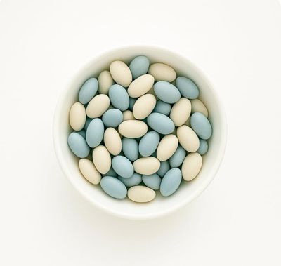 SweetGlob Jordan Almonds Party Colors Hard Candy (1 Pound, Baby Blue White (Baby Boy))