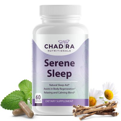 Chadtra Nutritionals Serene Sleep Formula Rest-Boosting Magnesium Citrate WMelatonin, Passion Flower, Calcium, and L-Theanine Natural Deep Sleep Vitamins for Adults - 60 Caps, 30 Day Supply