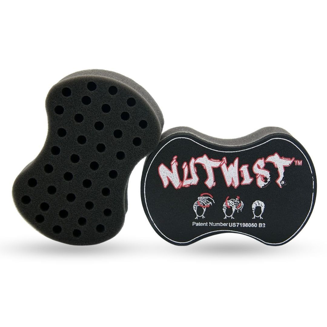 Nudred Hair Sponge for Black Men and Women, Hair Twisting Sponge, Barber Curling Care Tool, Brushes for Curling Afro Style Dreads, Curls, Coils Twists, Curl Sponge Brush with Small Holes, Black