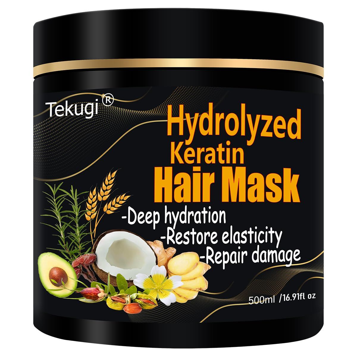 Tekugi Hydrolyzed Keratin Hair Mask Pure Plant Keratin Treatment at Home Deep Moisture Repair Deep Conditioning for Dry, Damaged, Curly, Oily, Frizzy Hair Protein Mask