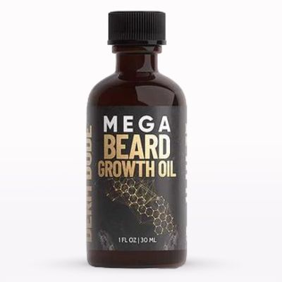Derm Dude Mega Beard Growth Oil for Men Formulated with Castor Oil Jojoba Oil for Hair Growth Promotes Thicker, Fuller Beard, Hydrates Softens Facial Hair, Non-Greasy Grooming Treatment - 1 oz
