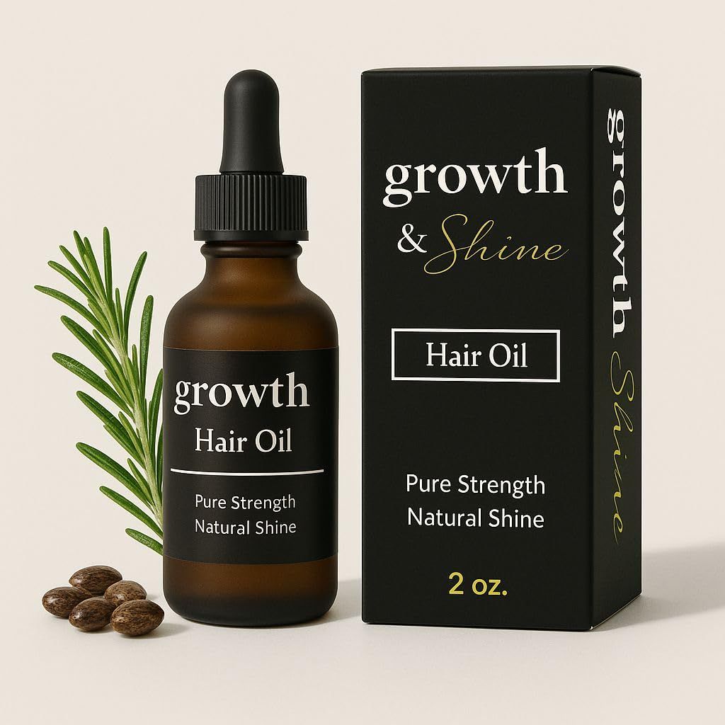 Growth Shine Natural Hair Oil, 2 oz, 100 Natural Ingredients, Pure Strength Formula