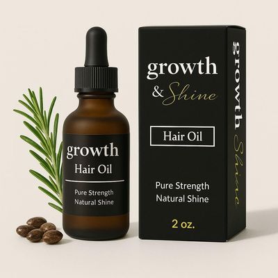 Growth Shine Natural Hair Oil, 2 oz, 100 Natural Ingredients, Pure Strength Formula