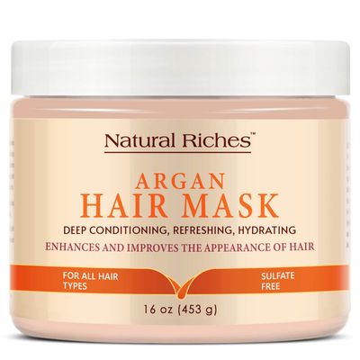 Natural Riches Moroccan Argan Oil Hair Mask - Moisturizing and Hydrating for Nourished Locks - 16 oz
