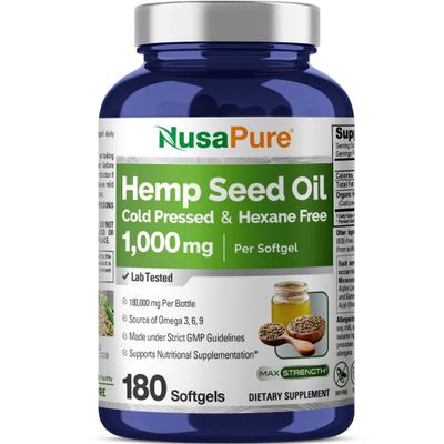NusaPure Hemp Seed Oil 1000mg - 180 Softgel per Bottle