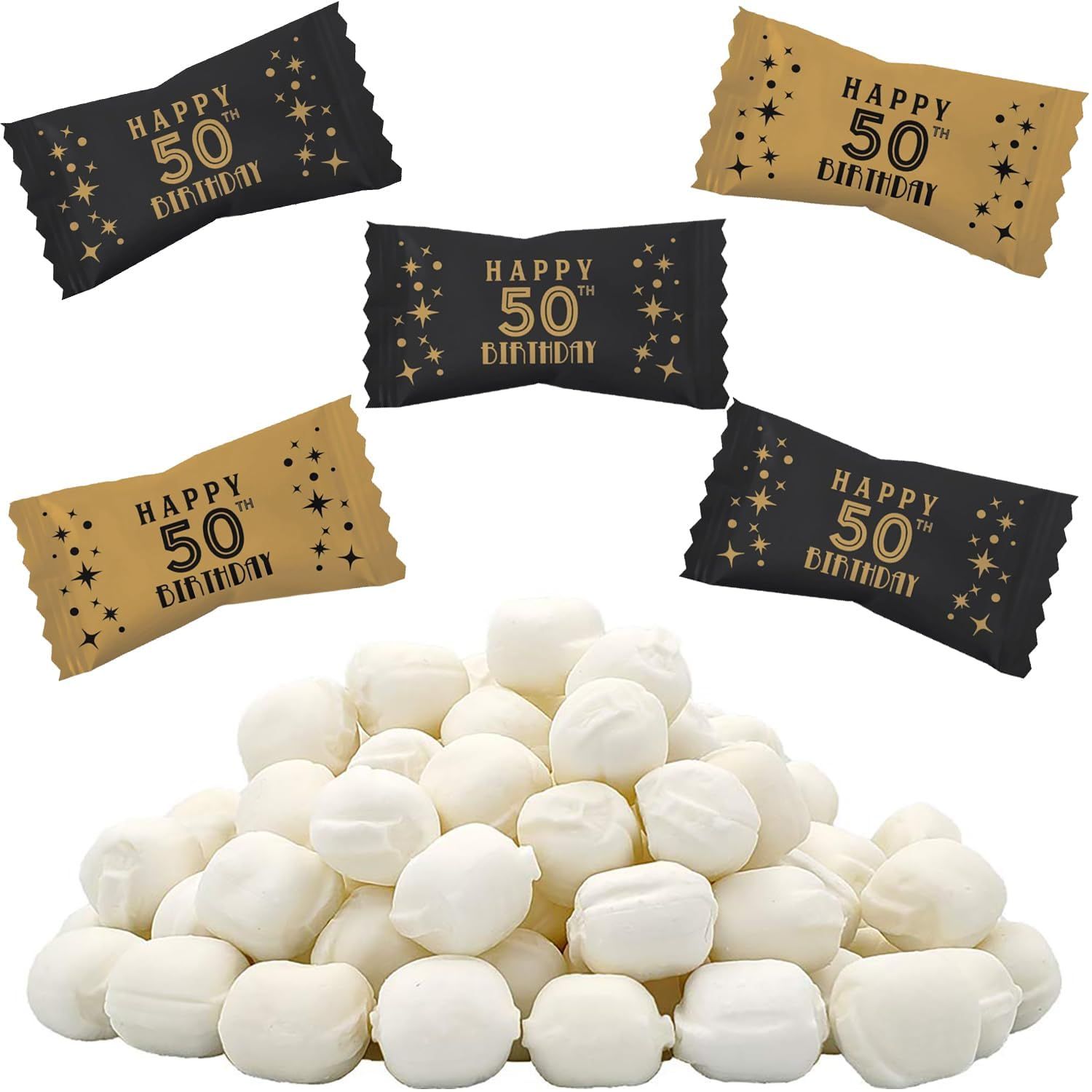The Dreidel Company 50th Birthday Buttermints, Mint Candies, After Dinner Mints, Butter Mint Candy, Fat-Free, Individually Wrapped (55 Pieces)