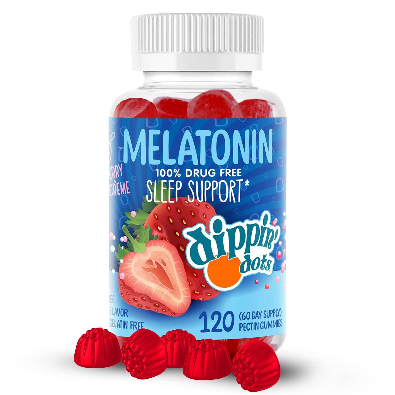 VitalBoon - Melatonin Sleep Support Gummies (60 Count) Strawberry Sunset Creme Flavor Chews 2.5mg Per Gummy Sleep Supplement for Children and Adults Supplement for Faster Faster Longer Sleep