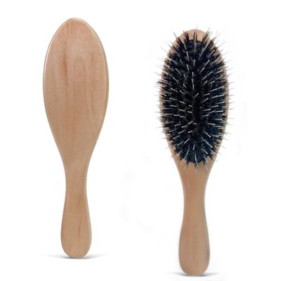 hair2heart Hair Brush - Extension Brush - Gentle detangling for shiny hair - Ideal for long lasting beauty and care of hair extensions, wooden pneumatic bristle brush - 22.5cm