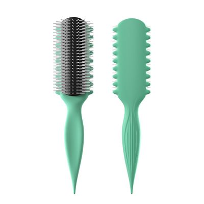 AM8:00 Curl Defining Brush,9Rows Premium Styling Hairbrush for Curly Hair, Enhances Curls Definition Separation, (Green)