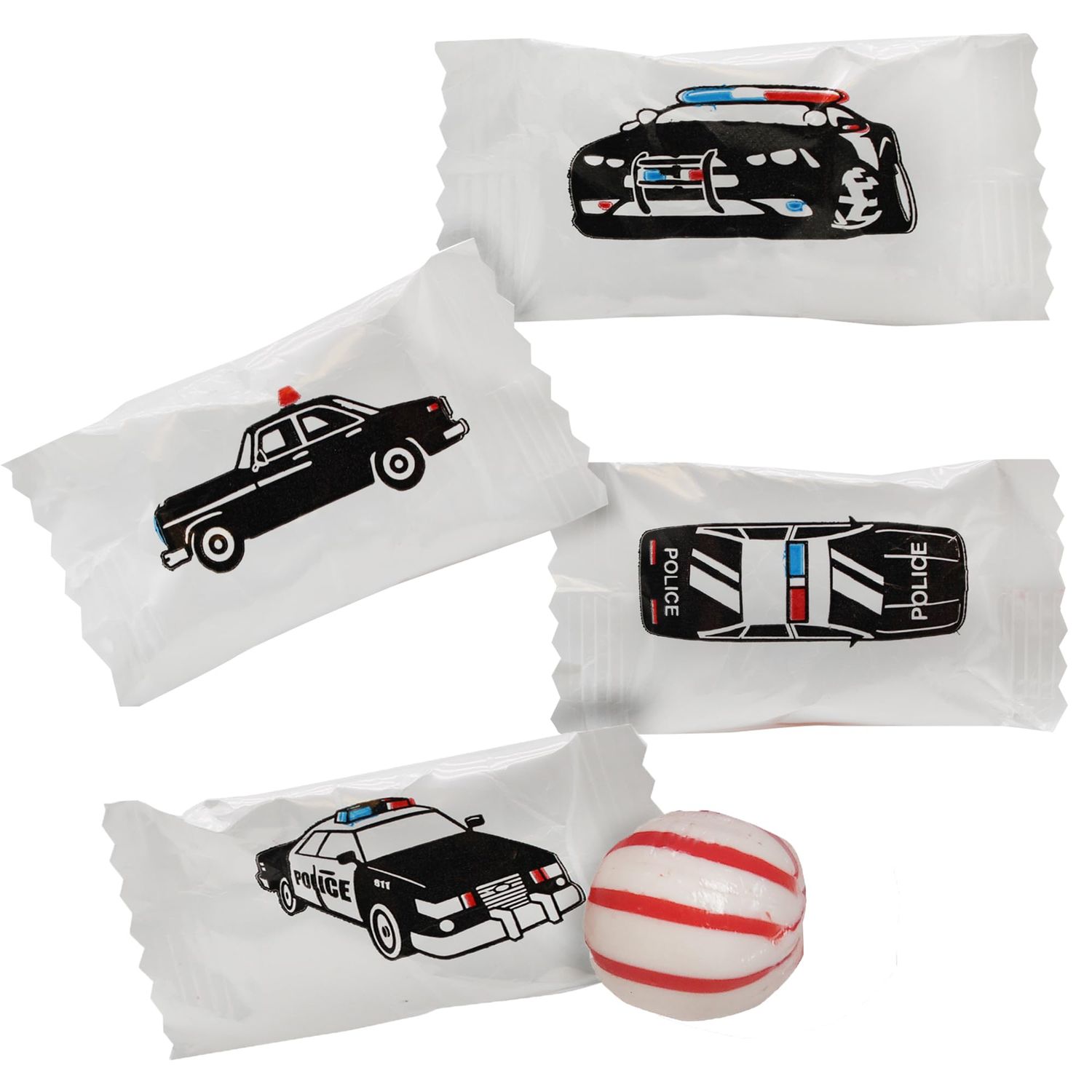 Naturejam Police Car Peppermint Candy - Police Car Party Favors Individually Wrapped Candy - Peppermints for Police Party Decorations - Police Officer Car Themed Birthday Party Decorations