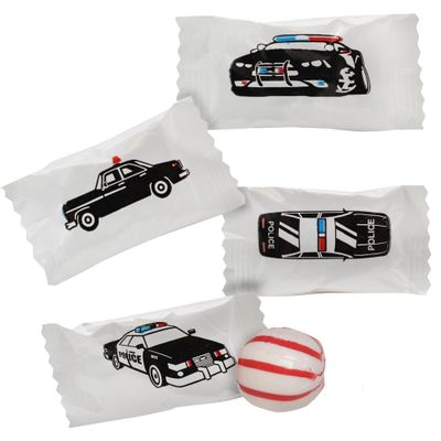 Naturejam Police Car Peppermint Candy - Police Car Party Favors Individually Wrapped Candy - Peppermints for Police Party Decorations - Police Officer Car Themed Birthday Party Decorations