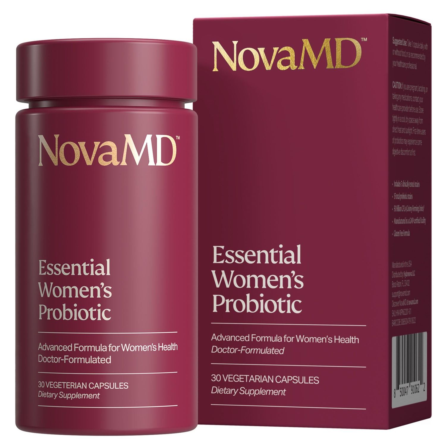 NOVAMD Essential Gluten-Free Probiotics for Women with Prebiotic, 50 Billion CFUs Promotes Digestive Balance Revitalizes Immune System Supports Vaginal Health