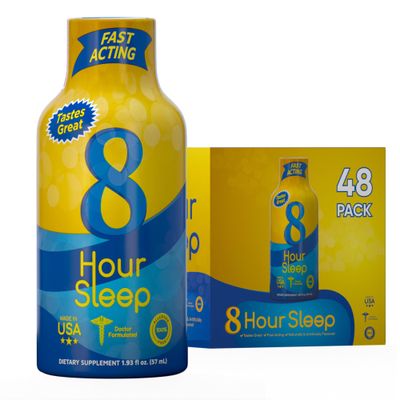 8-Hour Sleep Drink Shot - Berry - Sleep Aid for Adults with Melatonin, Valerian L-Theanine - Supports Deep Sleep, Relaxation, Stress Jet Lag Recovery - Zero Sugar - 1.93 fl oz, 48-Pack