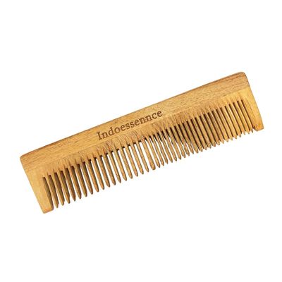 Indiessence Handmade Bamboo Wooden Combs Big Size Wood Comb - Bamboo Comb For Men Women Hair Growth - Anti Dandruff, Detangling Hair Fall Control Kanghi Dual Tooth Wide Tooth