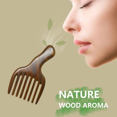 Meta-C HairBeard PickComb - Made Of One Whole Piece Of Natural Green Sandal Wood With Fantastic Handle (Wide Tooth)