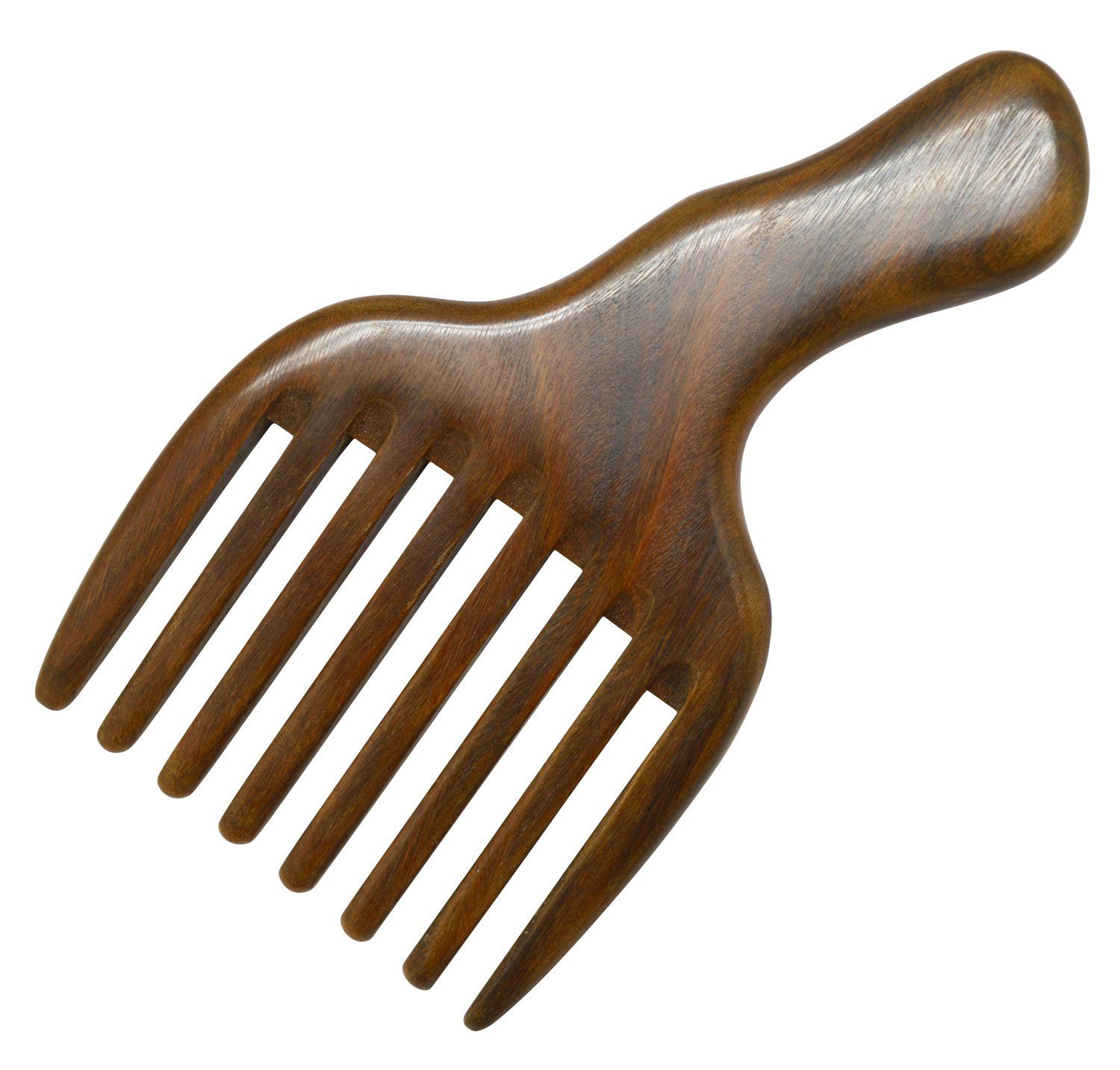 Meta-C HairBeard PickComb - Made Of One Whole Piece Of Natural Green Sandal Wood With Fantastic Handle (Wide Tooth)