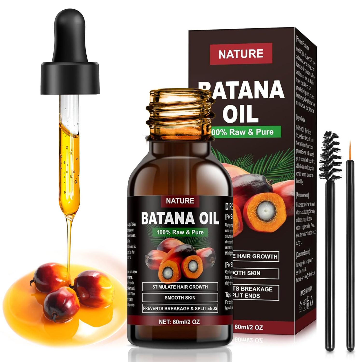 XLFWSN Batana Oil for Hair Growth - Organic Batana Oil for Hair Growth All Types from Honduras, Hair Growth Oils for Growth TreatmentEnhances Radiance Nourishment Hair Oil-3H7