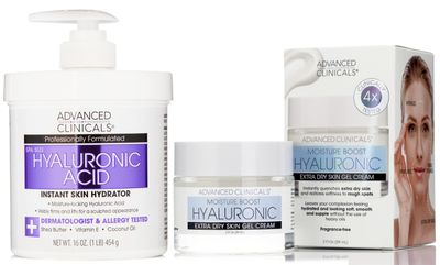 Advanced Clinicals Hyaluronic Acid Face Moisturizer Gel Cream Hyaluronic Acid Body Cream 2pc Hydrating Skincare Set For Women Men To Reduce Appearance Of Dry Skin, Wrinkles, Fine Lines, 2pc Set