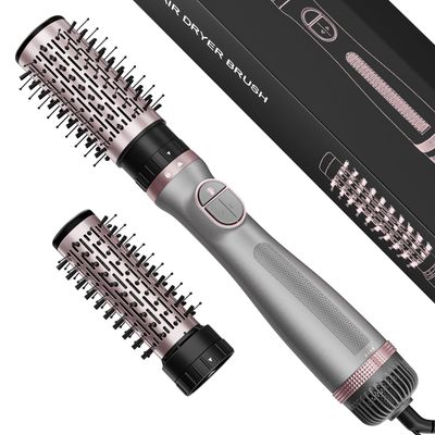 Bautia Rotating Hair Dryer Brush, 4-in-1 Rotating Blow Dryer Brush Hot Air Spin Dryer Brush, 2 Detachable Brushes (1.5&quot; 2&quot;), 3 Temperature Speed Settings, 1200W