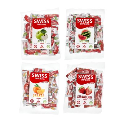 Swiss Imports Sugar Free Bonbons Hard Candy Drops, Variety of Apple, Melon, Orange, Strawberry, 100 Individually Wrapped Pieces, 250g8.8oz