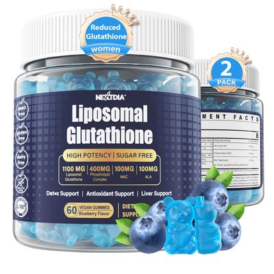 High Strength Liposomal Glutathione Gummies Chews, 1100mg Concentrated Formula - 98 Bioavailable wVitamin C, ALA, NAC Milk Thistle for Antioxidant - Liver Cleanse Detox Supplement, Vegan, 120 ct
