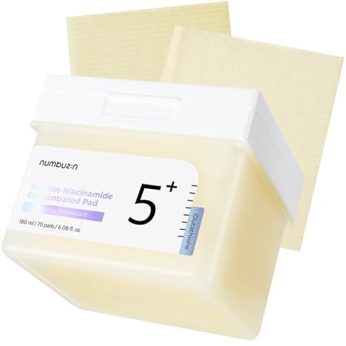 numbuzin No.5 Toner Pads Vitamin-Niacinamide Concentrated Pad Double-Sided Glutathione, Niacinamide, PHA LHA Exfoliation, Hyperpigmentation Care 70 Pads180 ml