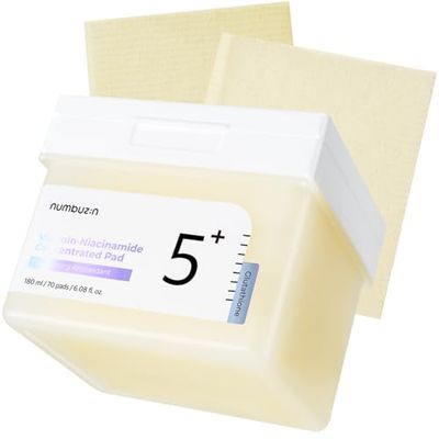 numbuzin No.5 Toner Pads Vitamin-Niacinamide Concentrated Pad Double-Sided Glutathione, Niacinamide, PHA LHA Exfoliation, Hyperpigmentation Care 70 Pads180 ml