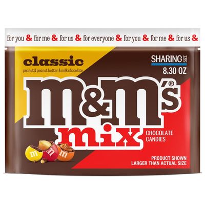 MM&#39;S Classic Mix Chocolate Candy Sharing Size Bag, Milk Choc Peanut ButterPeanut, 8.3 Ounce
