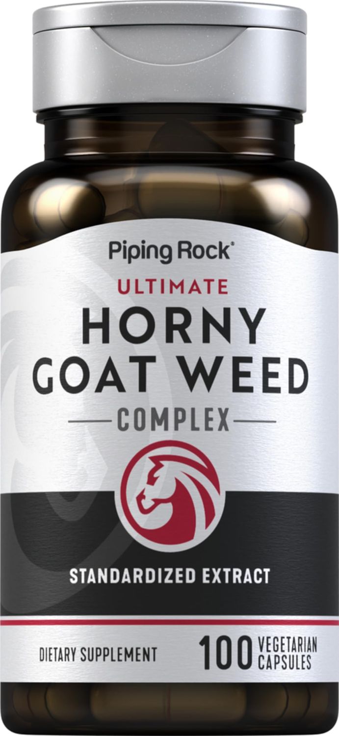 Piping Rock Horny Goat Weed Complex for Men 100 Capsules Ultimate Extract Supplement Vegetarian, Non-GMO, Gluten Free