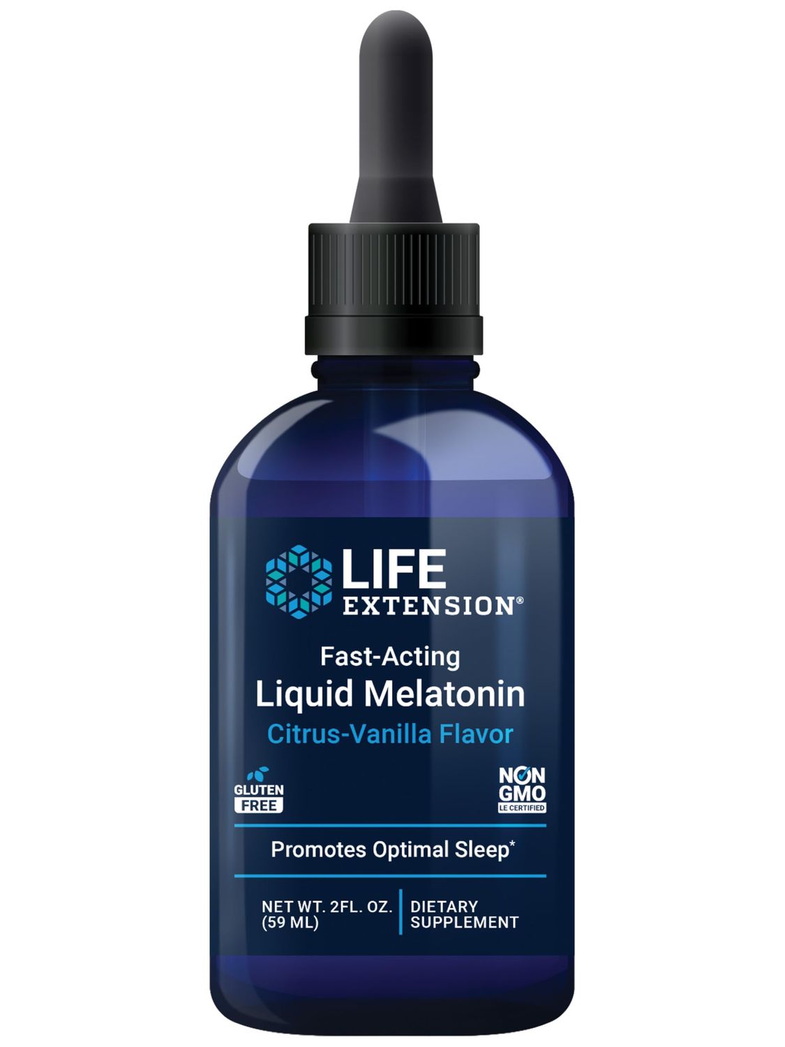 Life Extension Fast-Acting Liquid Melatonin - Sleep Cellular Health Support Supplement - Gluten-Free - Non-GMO - Citrus-Vanilla Flavor - Net Wt. 2 fl.oz. (59 Servings)
