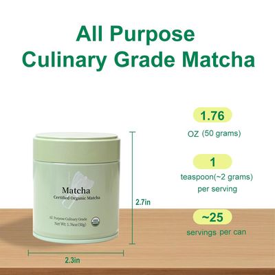 MatchAdmire Premium First Harvest USDA Certified Organic Green Tea Powder, Rich Flavor, 100 Vegan with No Fillers, Radiation-Free (50g Culinary Grade Matcha)