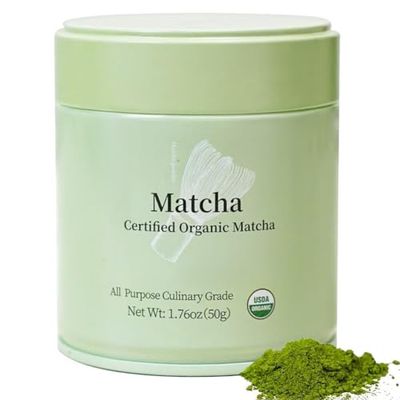 MatchAdmire Premium First Harvest USDA Certified Organic Green Tea Powder, Rich Flavor, 100 Vegan with No Fillers, Radiation-Free (50g Culinary Grade Matcha)