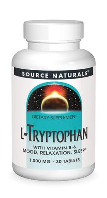 Source Naturals L-Tryptophan with Vitamin B-6 1000 mg Support Mood, Relaxation And Sleep - 30 Tablets