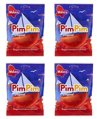 Malaco PimPim Original Raspberry Taste Gummy Candy 4 packs of 80g