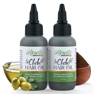 Roselle Naturals Chebe Oil for Hair Growth for Black Women, Chebe Oil Hair Growth Products Made in USA 2 Pack - Chebe Powder Chebe Hair Grease for Stronger, Longer, Thicker Hair, 2 Oz