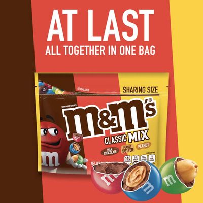 MM'S Classic Mix Chocolate Candy Sharing Size Bag, Milk Choc Peanut ButterPeanut, 8.3 Ounce
