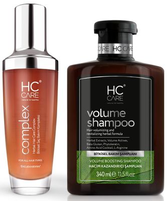 HC Care COMPLEX 100 Herbal Hair Serum and Volume Shampoo Set - Hair Strengthening, Nourishing Serum for Damaged, Dry Hair - Hydrating Care and Volumizing for Thin Hair - Hair Regrowth Treatment