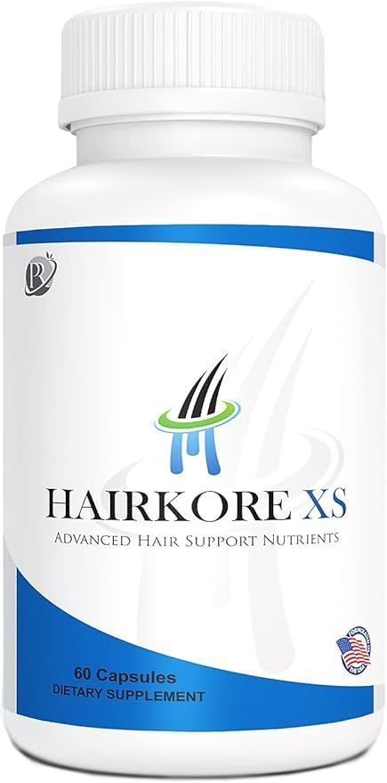 Hairkore XS: Natural Hair Growth Vitamins, Stops Hair Loss, Regrows Hair in Men Women, Natural DHT Blocker, All Hair Types, 30 Day Supply