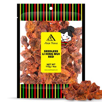 Asia Trans Seedless Red Li Hing Mui Crack Seed Plums Hawaiian Favorite Sweet, Sour, Salty Dried Asian Plum Candy