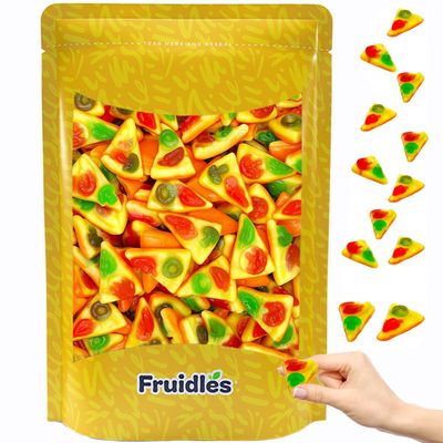 Fruidles Pizza Slices Gummy Candy with Toppings, Delicious Assorted Colors Fruit Flavors Gummies (1 Pound)