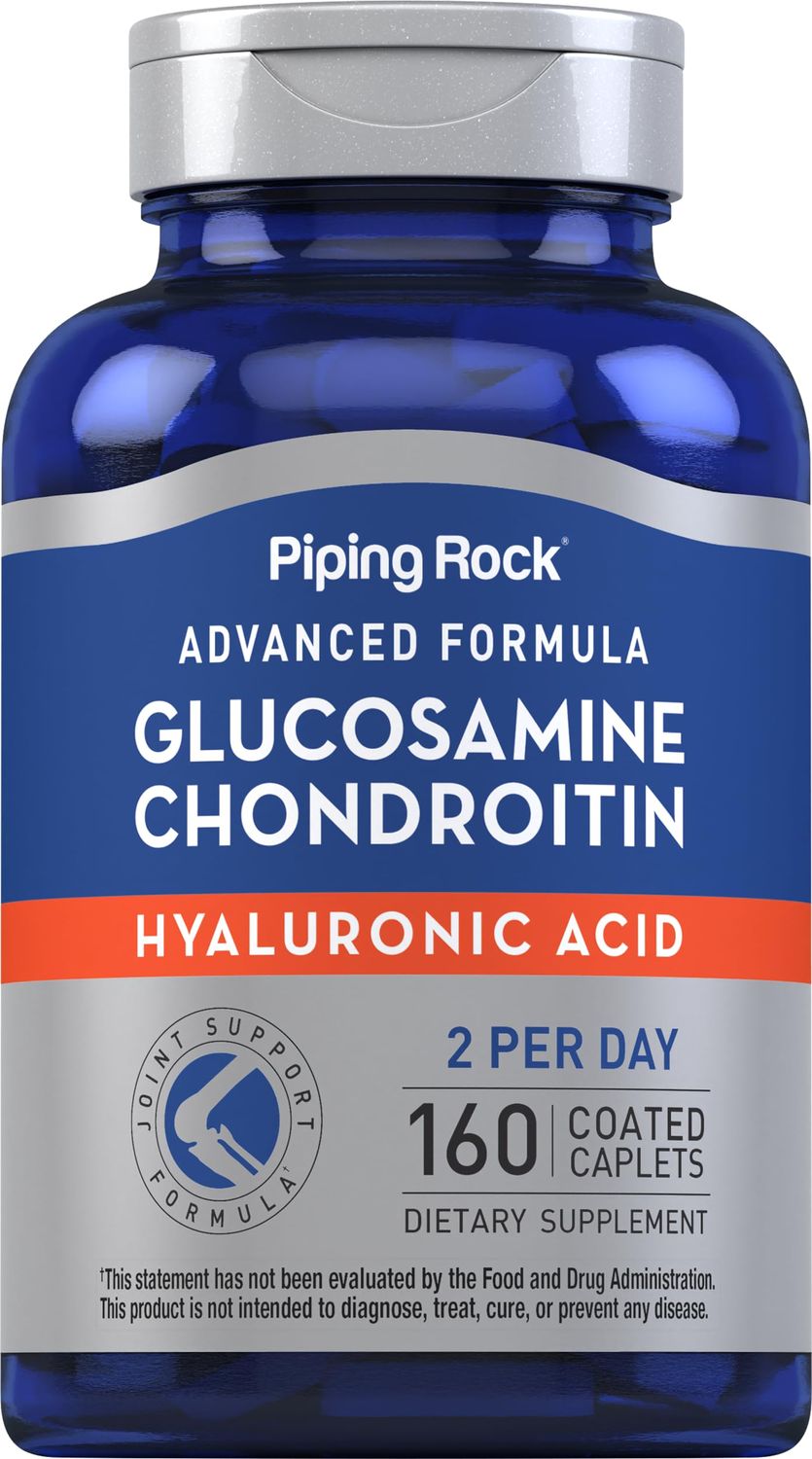Piping Rock Glucosamine Chondroitin 160 Caplets with Hyaluronic Acid Supplement for Women and Men Advanced Formula Non-GMO, Gluten Free