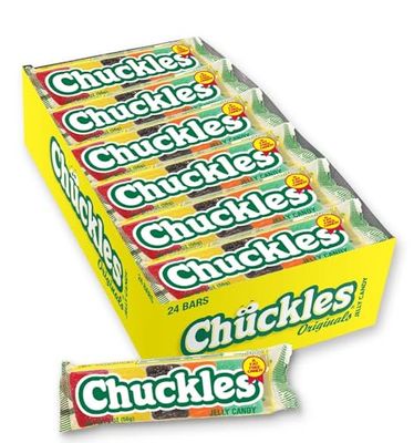 Wonka Chuckles Original, Jelly Sugar-Coated Candies, Fruit Flavored Candy, 2 Ounce Bars (Pack of 24)