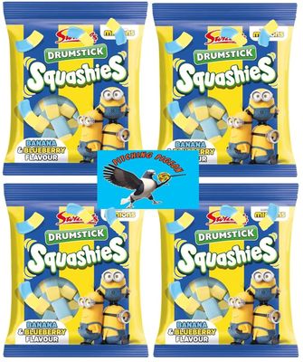 Swizzels Minions Squashies Drumstick Banana Blueberry Flavor Gummy Candy 17oz Total - Includes PITCHING PIGEON Brand Magnet