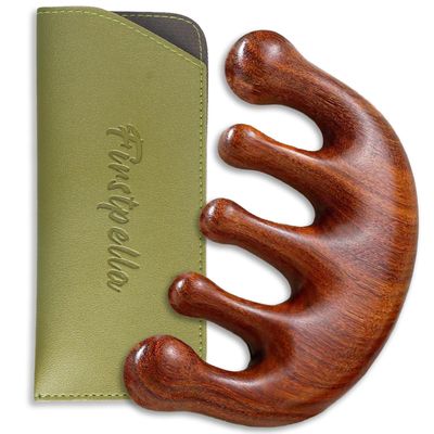 FIRSTPELLA Sandalwood Scalp Detox Comb Set - Tooth Wooden Massage Comb for Hair Growth, Loc Comb Wide Tooth Comb with Gift Bag (Daily Scalp Care Sisterlocks Maintenance)